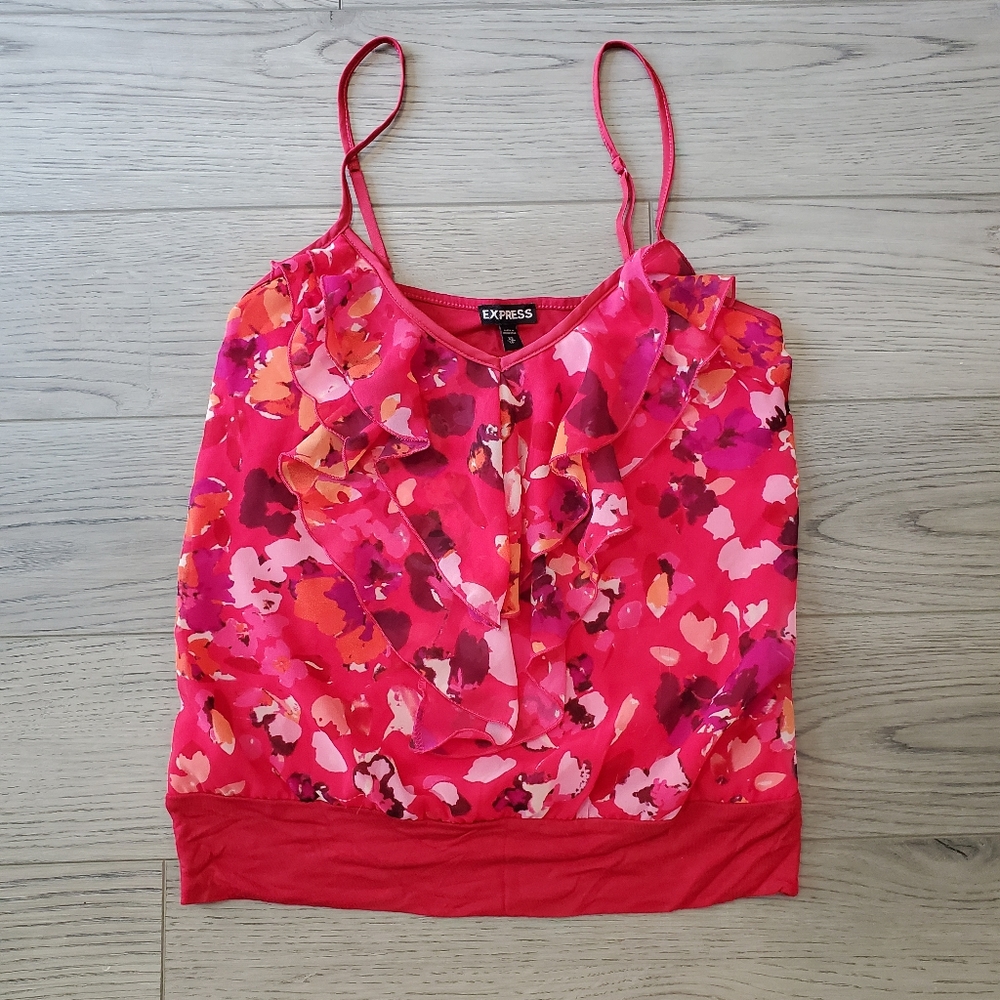 Express red floral blouse xs tank top